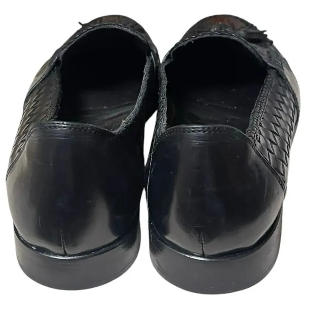 Bragano Crocodile Woven Leather Tassel Loafers Black/Brown Made In Italy 10.5 N